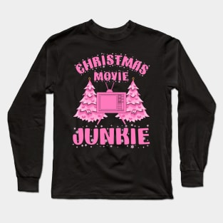 Pink Christmas Movie Junkie Paradise Long Sleeve T-Shirt